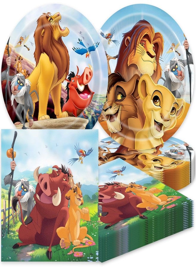 Omto 40Pcs Lion-Kings Party Supplies include 20 plates, 20 napkins for the Lion-Kings birthday party Decoration - Image 1