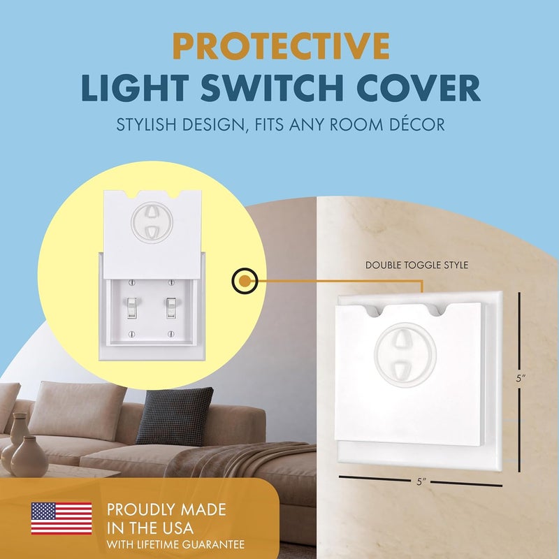 DHT Ventures Store HomeStar Safety Light Switch Guard | Double Toggle Style | Child Proof Light Switch Plate | Tamper-Proof Switch Protection | Switch Lock Cover - Image 2
