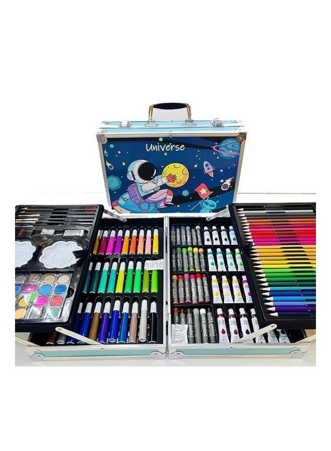 Space Art  Craft Painting Box, Big Coloring Suitcase Multiple 145 Color Kit, Professional Drawing Water Color Pencils, Oil Pastel, Sketches  Acrylic Paint Brush Birthday Gift for Boys - Image 1