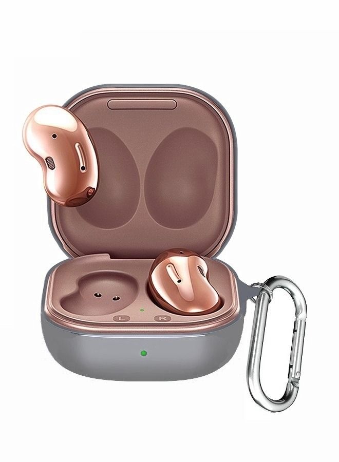 CATANES Samsung Galaxy Buds Live (2020) / Galaxy Buds 2 (2021) / Galaxy Buds Pro (2021) Protective Silicone Case Shockproof Ultra Slim Skin with Keychain Carabiner Grey - Image 1