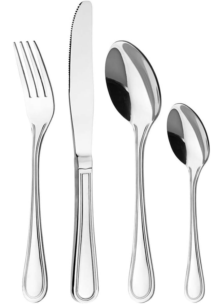 Frankfurt 24 Piece Stainless Steel Cutlery Set - Mirror Polished - Dishwasher Safe - With Fork, Spoon, Knife and Coffee Spoon - A Cutlery Set for 6 People - Classic Design - Image 1