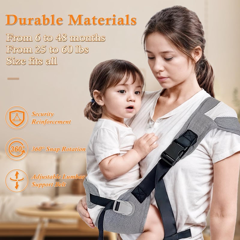 KASTWAVE Portable Toddler Carrier, Baby Carrier Newborn to Toddler-Adjustable Baby Sling Carrier,Toddler Carrier for 25-60lbs,Comfortable Toddler Sling for Hands-Free Carrying - Image 5