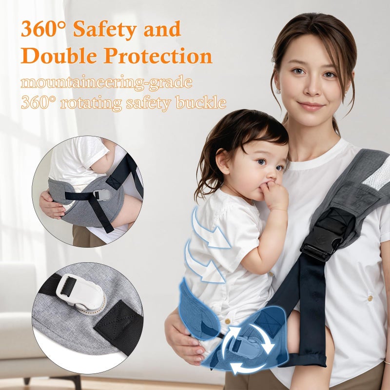 KASTWAVE Portable Toddler Carrier, Baby Carrier Newborn to Toddler-Adjustable Baby Sling Carrier,Toddler Carrier for 25-60lbs,Comfortable Toddler Sling for Hands-Free Carrying - Image 3