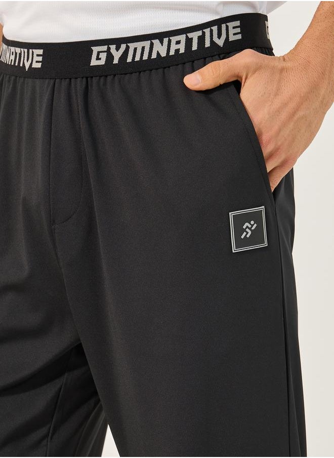 Styli Slim Fit Badge Detail Track Pants with Printed Waistband  - Image 3