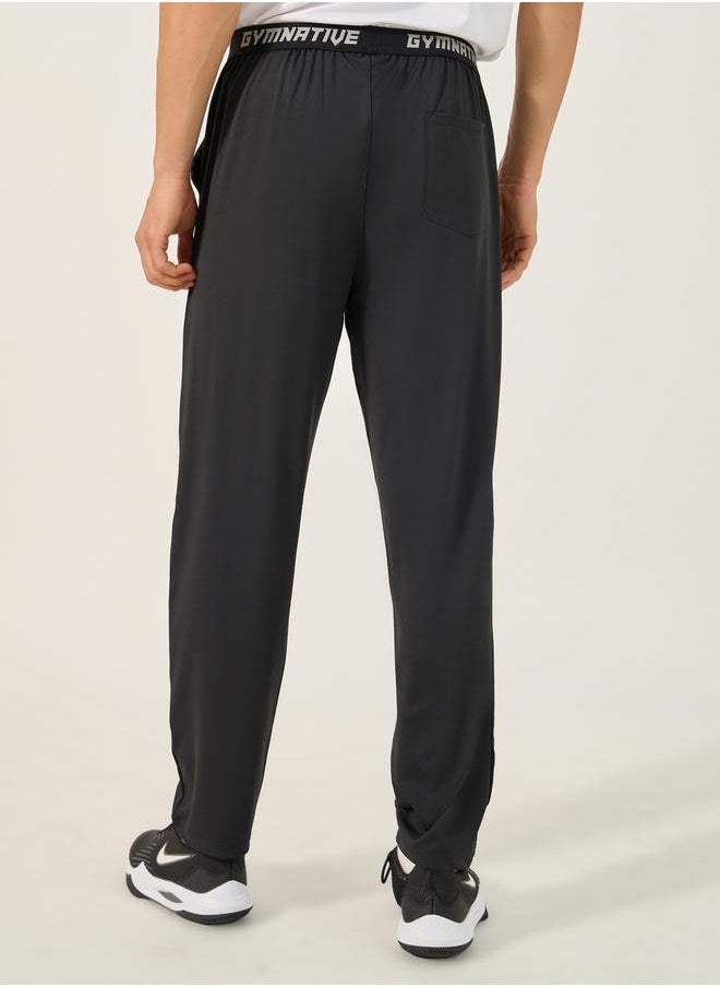 Styli Slim Fit Badge Detail Track Pants with Printed Waistband  - Image 5