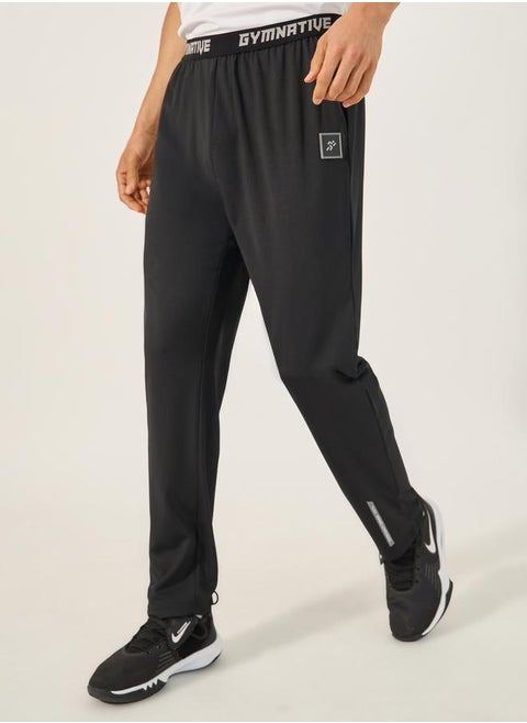 Slim Fit Badge Detail Track Pants with Printed Waistband