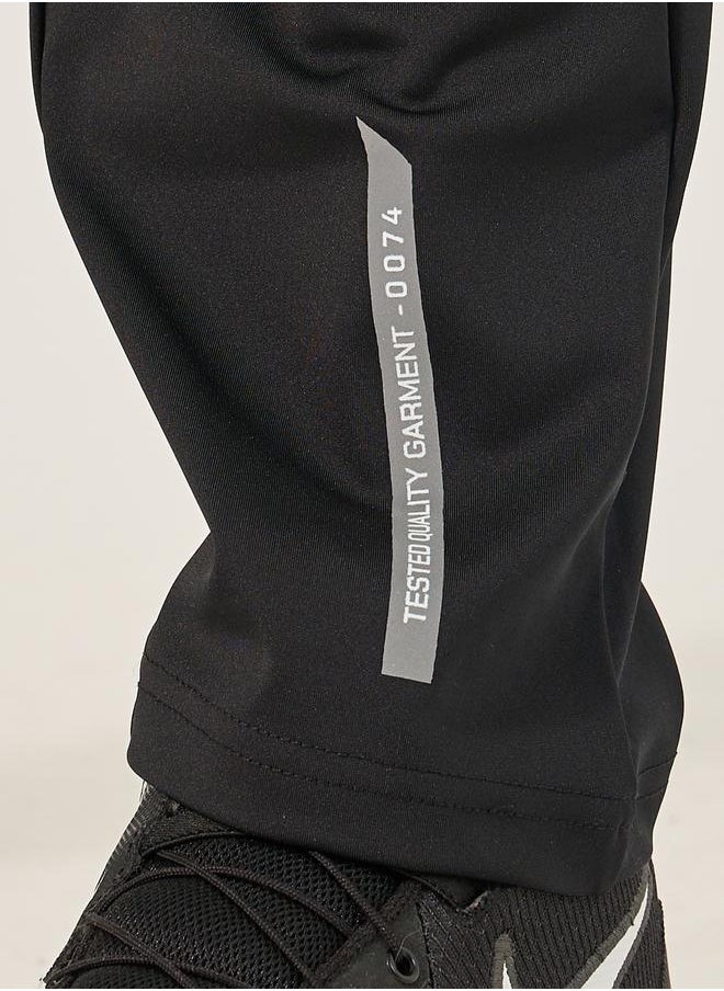 Styli Slim Fit Badge Detail Track Pants with Printed Waistband  - Image 4