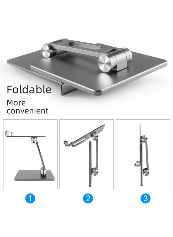 Tablet Stand Aluminum Alloy Foldable Computer Stand Desktop Raised For Ipad Huawei Apple Support Frame-Color:Grey (metal Weighted Enlarged Style) - Image 3