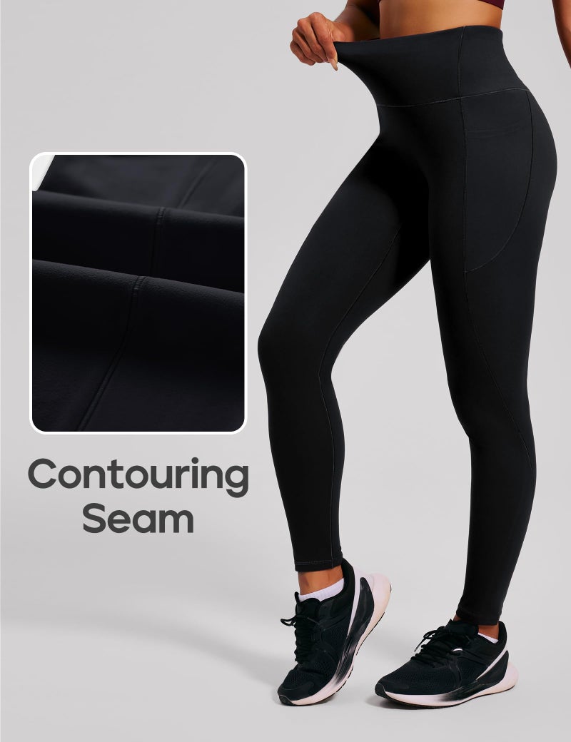 Heathyoga Scrunch Butt Lifting Leggings with Pockets for Women Tummy Control Compression Leggings No Front Seam Yoga Pants Black - Image 3