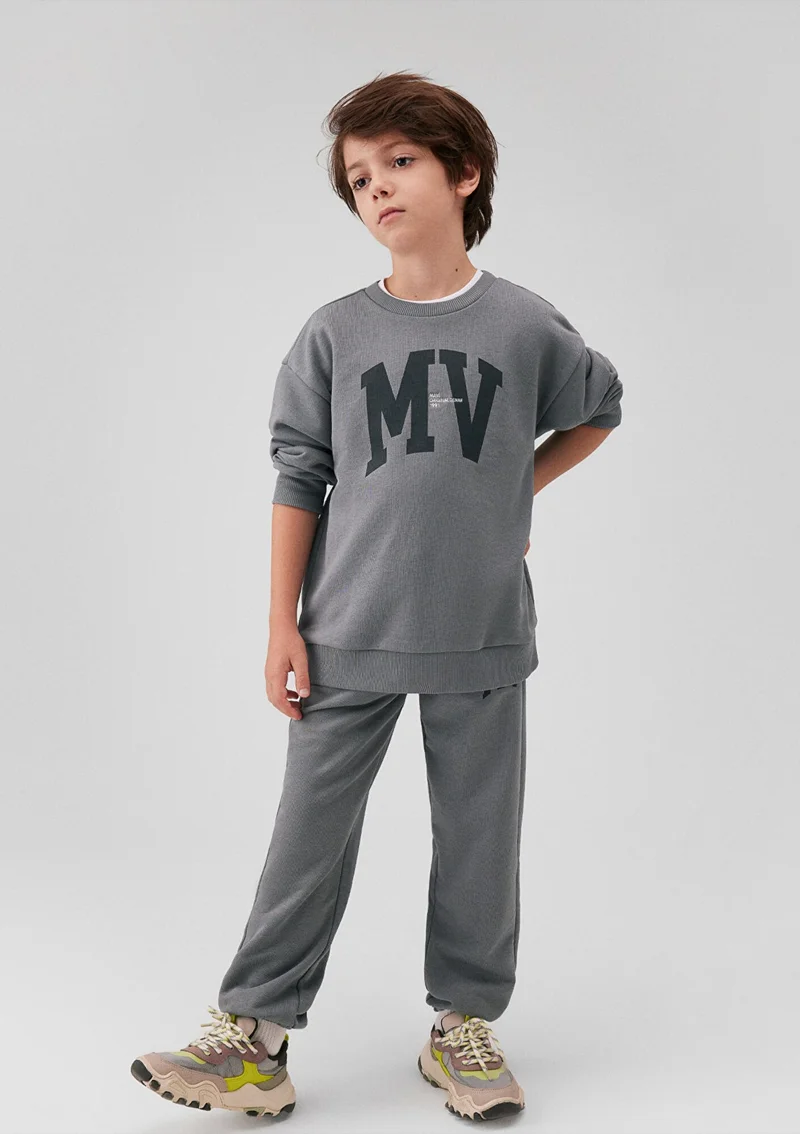 MAVI Blue Mv Logo Printed Hooded Gray Sweatshirt6S10054-70098