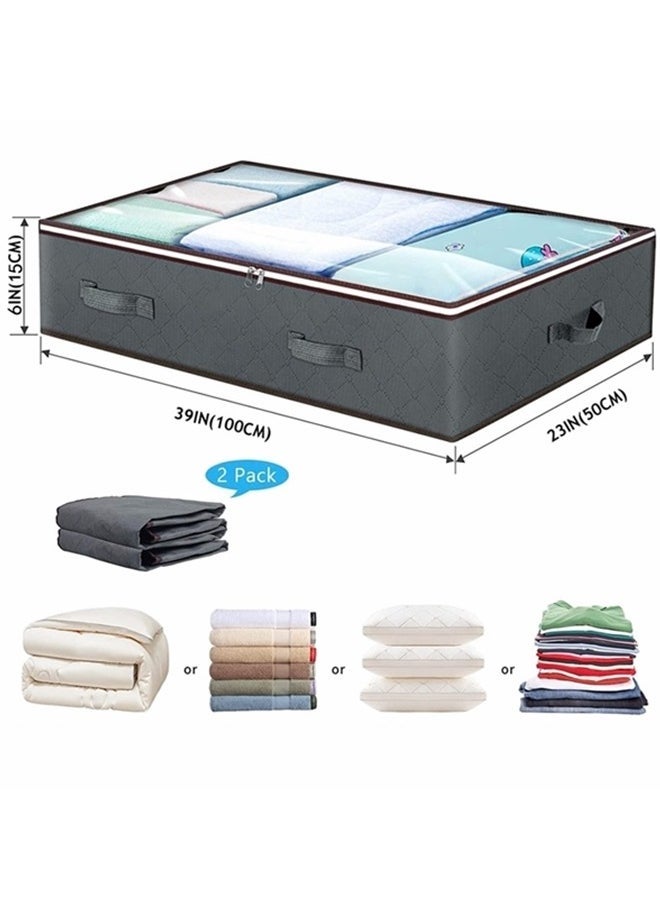 Beauenty 2Pack Clothes Storage Bag Organizer,100L Large Capacity Organizer,Under Bed Storage Bags,Blanket Storage Containers Organizers,Reinforced Handle,Foldable,Storage Bins,For Home Storage - Image 2