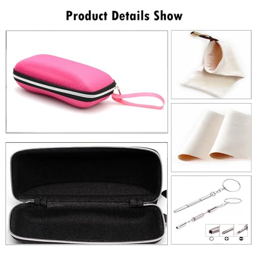LRZCGB Zipper Eyeglasses Case, Honeycomb Glasses Sunglasses Case Box Protector for Men & Women or Children(Pink) - Image 3