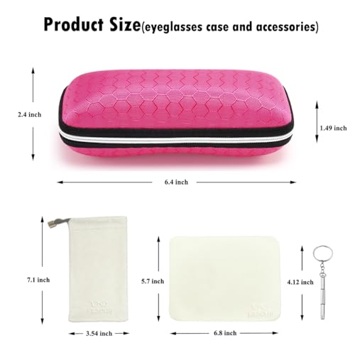 LRZCGB Zipper Eyeglasses Case, Honeycomb Glasses Sunglasses Case Box Protector for Men & Women or Children(Pink) - Image 2