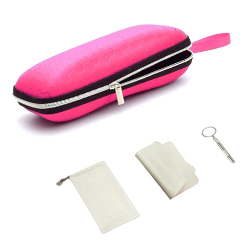 LRZCGB Zipper Eyeglasses Case, Honeycomb Glasses Sunglasses Case Box Protector for Men & Women or Children(Pink) - Image 1