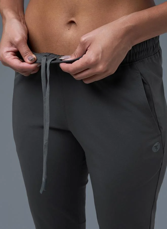 Technosport Grey Solid Straight Fit Trackpants for Women | Best Price UAE