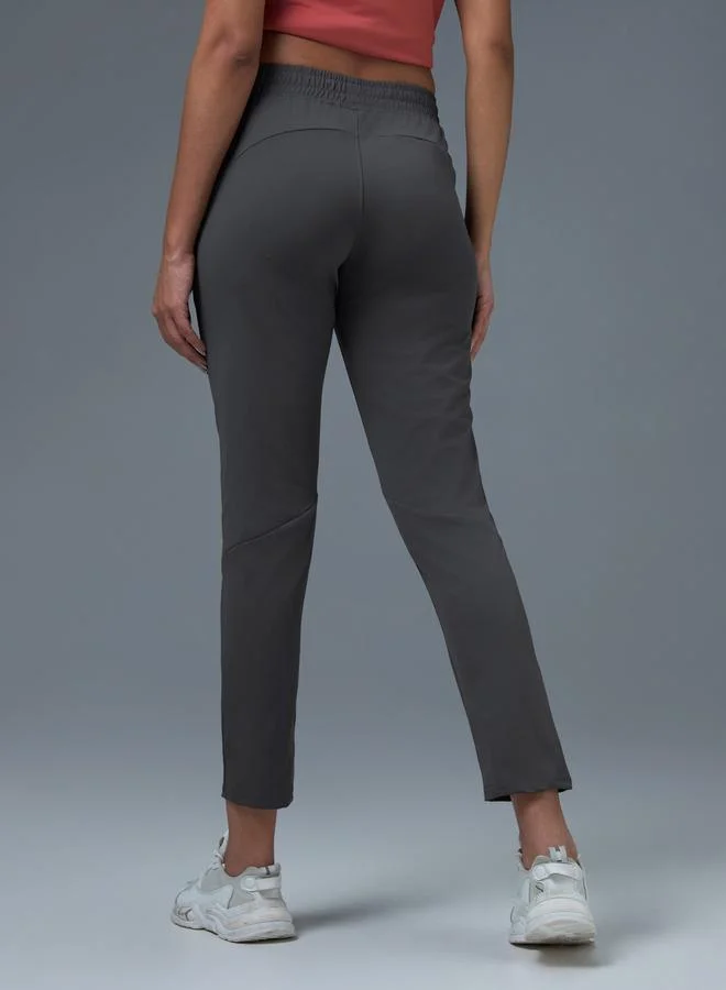Technosport Grey Solid Straight Fit Trackpants for Women | Best Price UAE