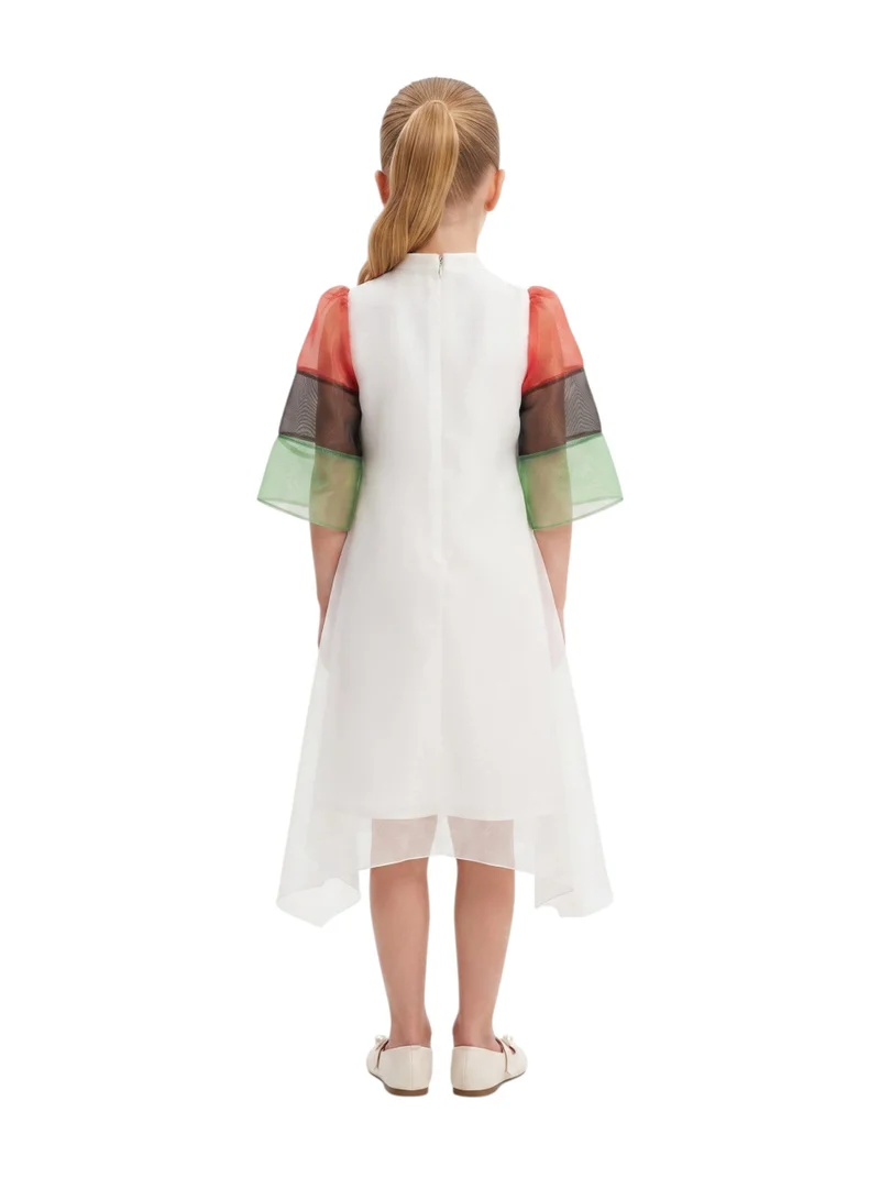 Bidani  Kids' National Day Flowy Organza Party Dress with UAE Flag Sleeves for Women | Best Price UAE