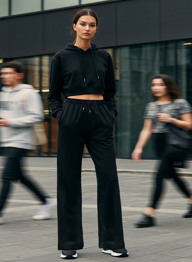 trendyol Black Wide Leg Thin Knitted Sports Sweatpants - Image 1