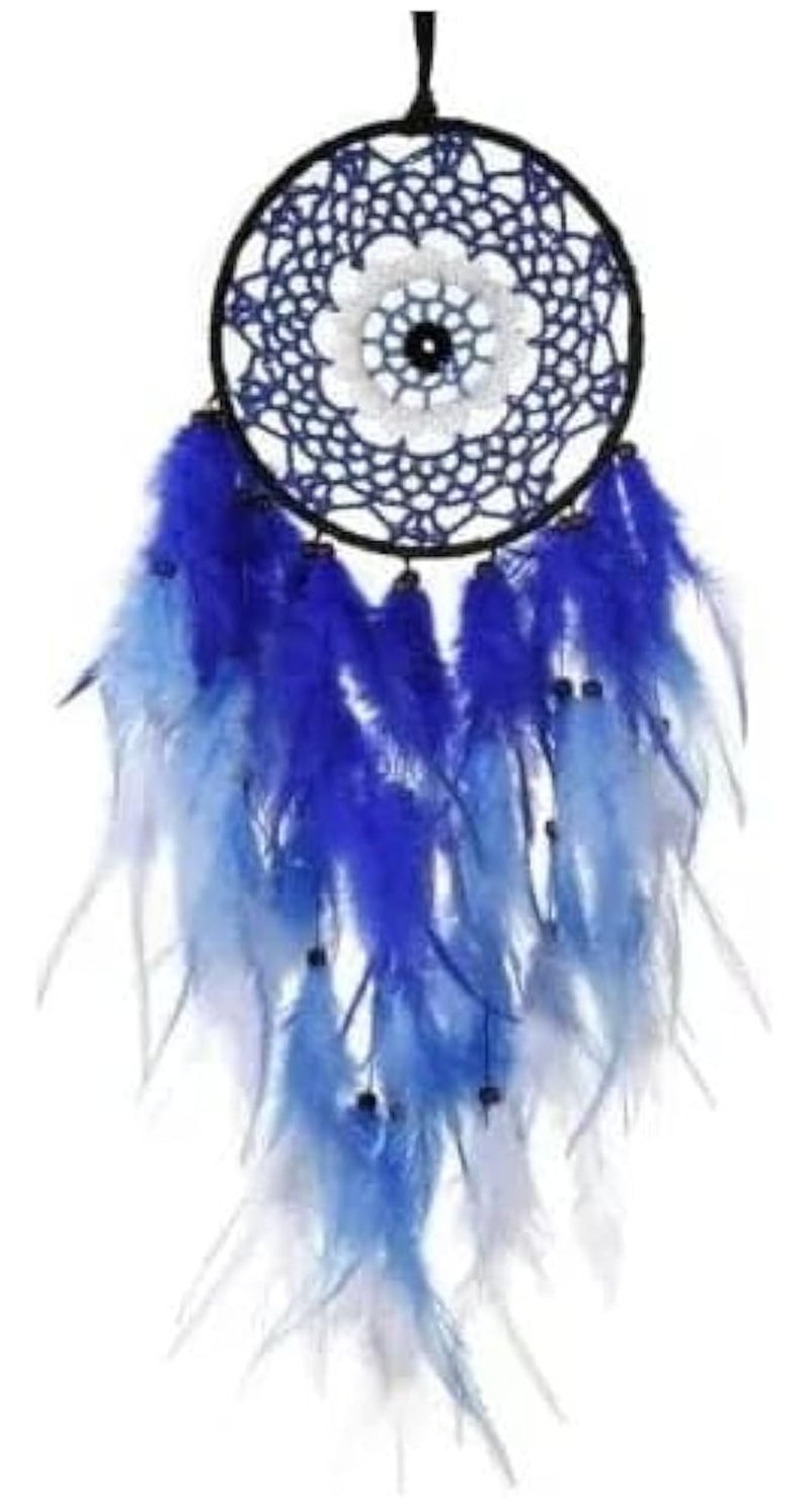 Dream Catcher With Feather - Milky * Navy * White 40cm*16cm - Multi Color
