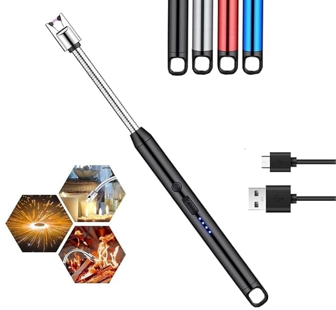 WEPTIX® Rechargeable Electric Gas Lighter for Kitchen Use | Cooking Gas Stove,360° Flexible Neck Arc Lighter Plasma Flameless Windproof USB Lighter-400 Uses in Single Charge (1) - Image 1