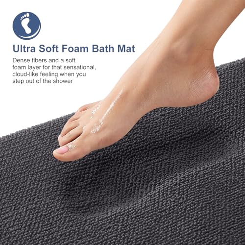 OLANLY Thick Memory Foam Bath Mat Rug 30x20 Extra Soft Absorbent Bathroom Rug Quick Dry Bath Mats NonSlip Machine Washable Carpet for Bathroom Tub and Shower Home Decor Accessories Dark Grey - Image 3