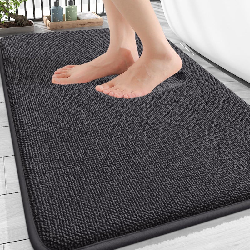 OLANLY Thick Memory Foam Bath Mat Rug 30x20 Extra Soft Absorbent Bathroom Rug Quick Dry Bath Mats NonSlip Machine Washable Carpet for Bathroom Tub and Shower Home Decor Accessories Dark Grey - Image 2