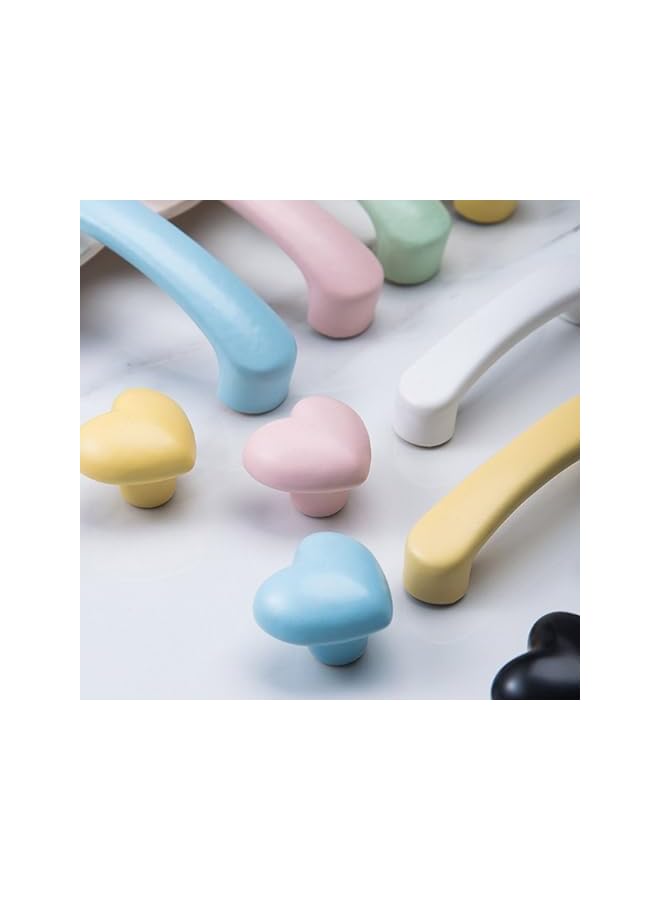 S-TOP 6pcs Ceramic Drawer Knobs, Kitchen Furniture Knobs, Heart Shape Cabinet Dresser Pulls Handles, Kitchen Furniture Knobs for Closet Cupboard Wardrobe, Pink - Image 3