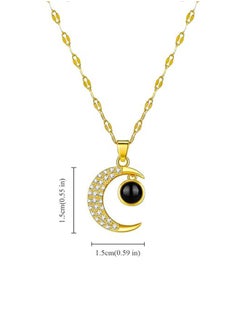 Fazza Galaxy Crescent Moon Pendant Necklaces, Cubic Zirconia Moonstone Necklace Jewelry, Gifts for Women  - Image 4