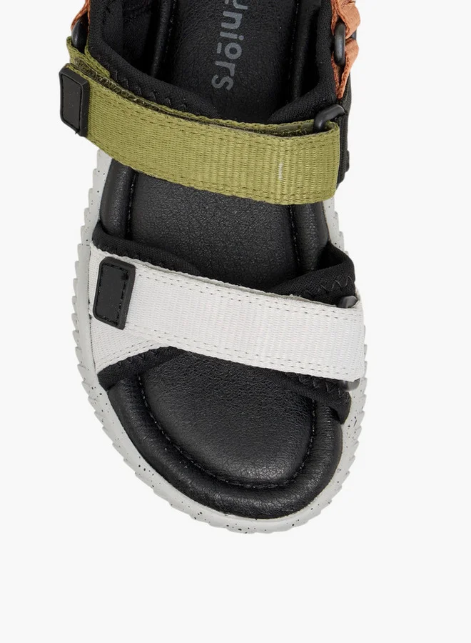 JUNIORS Boys Solid Strap Sandals with Hook and Loop Closure