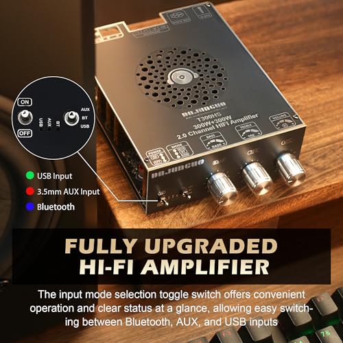 ODEKTOOY T300HS 300W+300W Power Amplifier Board, TPA3255 Chip with Bluetooth/AUX/USB Inputs, 2.0 Channel Audio Power Vehicle Amplifier - Image 3