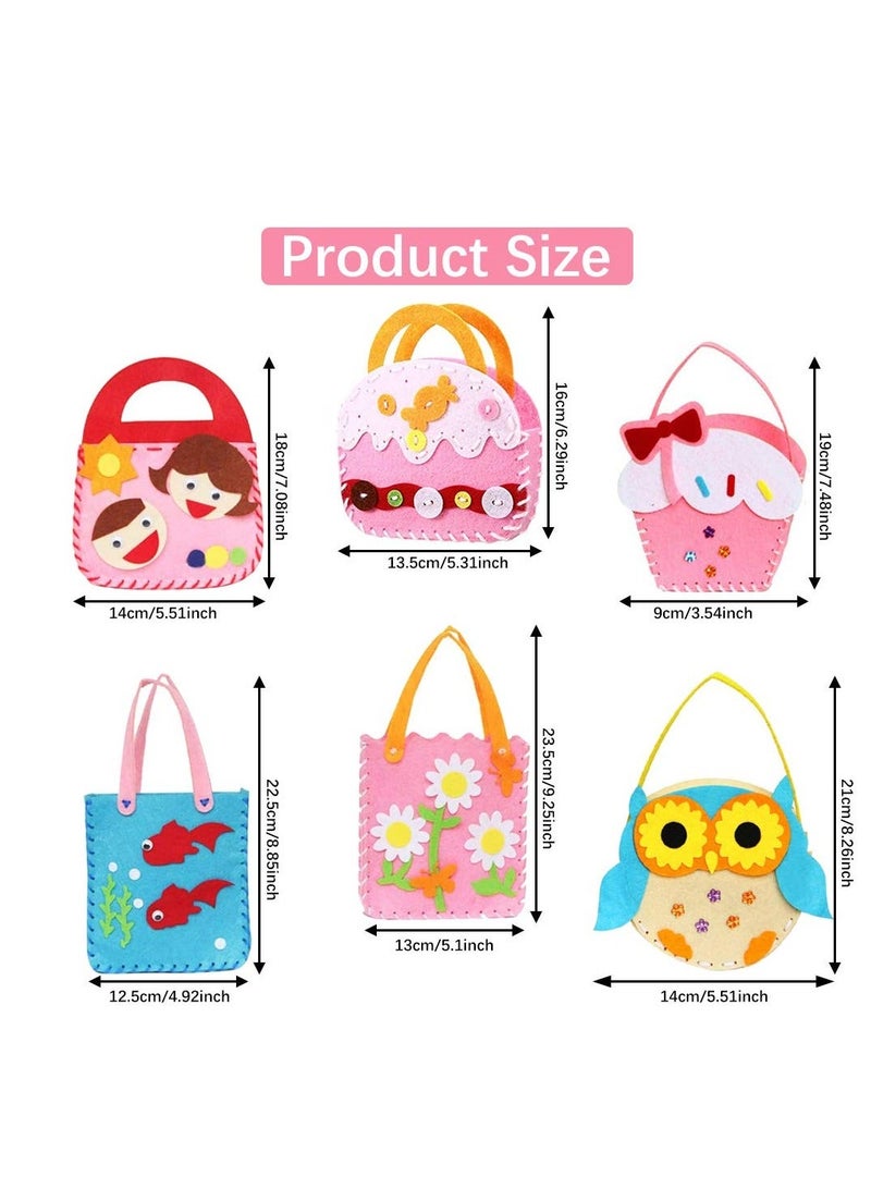 NIBEMINENT Sewing Kit for Kids, 6 Pcs Craft Kits Sets, Crafts Handbag, Kids Supplies, Felt Fabric Gifts, DIY Handbag Handmade, Gifts Toys Toddler  - Image 3