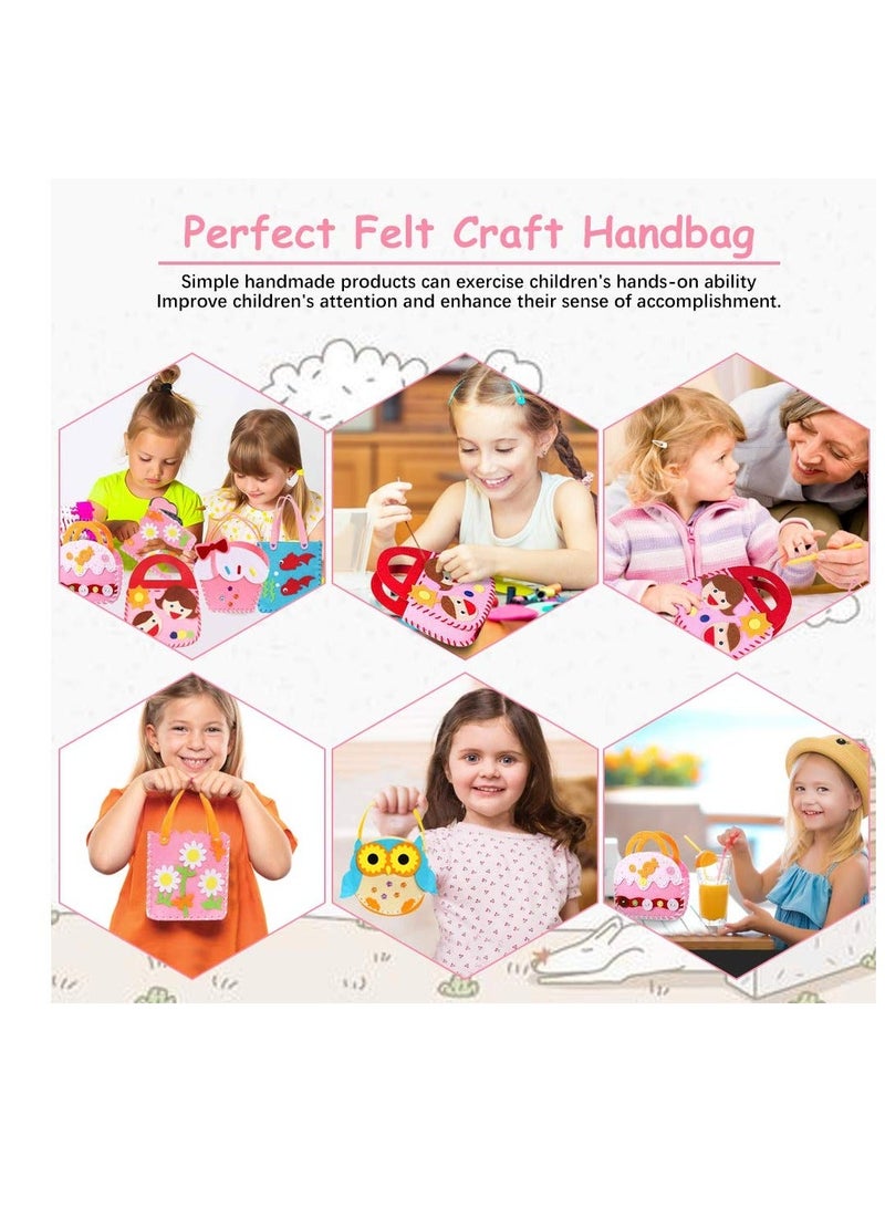 NIBEMINENT Sewing Kit for Kids, 6 Pcs Craft Kits Sets, Crafts Handbag, Kids Supplies, Felt Fabric Gifts, DIY Handbag Handmade, Gifts Toys Toddler  - Image 5