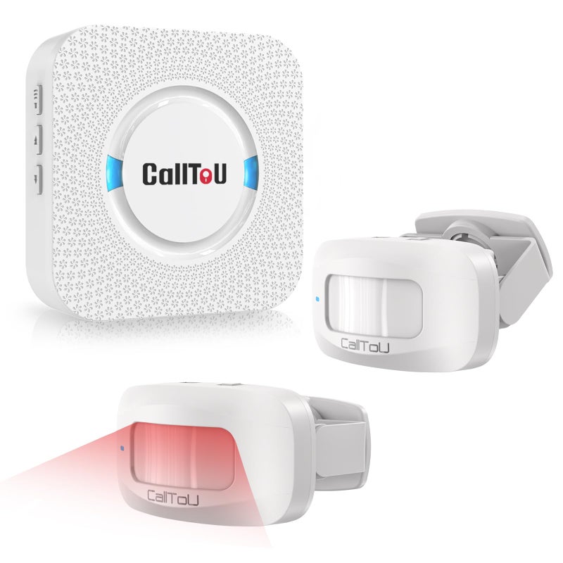 CallToU Wireless Motion Sensor Alarm Indoor Motion Detector Alarm, Bed Alarms for Elderly Dementia Patients, Motion Sensor Door Chime with 500 FT Range, 5 Adjustable Volume 2 Sensor + 1 Receiver - Image 1