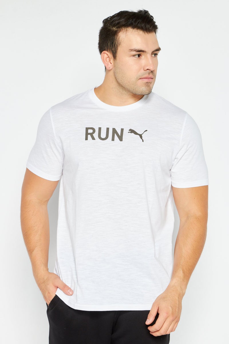 PUMA Men Sportswear Fit Short Sleeves Running T-shirt, White - Image 1