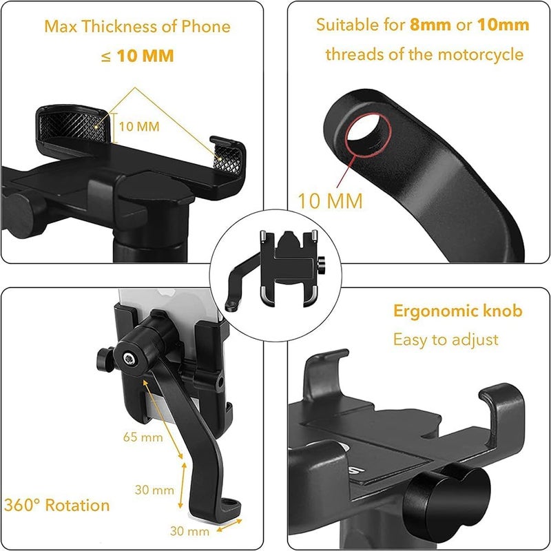 keeshar MotoPro K1 Motorcycle Mobile Phone Holder | Heavy-Duty Metal Handlebar Mount Clamp for Bikes - Image 5