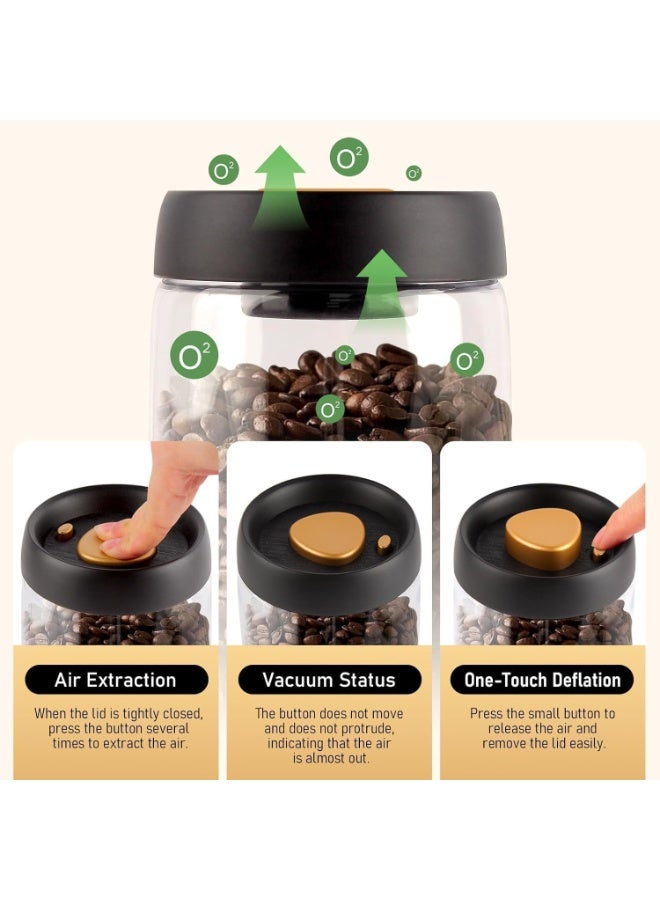2pcs,Coffee Vacuum Container Jars, Food Coffee Bean Storage Containers with Lids Airtight, Plastic Wide Mouth Mason Jars Vacuum Sealer, Manual Vacuum Extraction Sealed Tank ( 1200ml) - Image 5