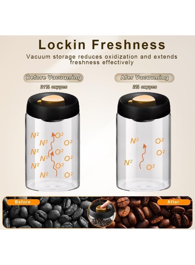 2pcs,Coffee Vacuum Container Jars, Food Coffee Bean Storage Containers with Lids Airtight, Plastic Wide Mouth Mason Jars Vacuum Sealer, Manual Vacuum Extraction Sealed Tank ( 1200ml) - Image 4