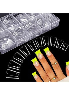 Dudjndjd 500Pcs Duck Nail Tips For Acrylic Nails, Clear Nail Tips Duck Feet Fan Flare Tips, Half Cover False Nails Short Duck Tip Nails 10 Sizes Curved French Fake Nail Extension Tips With Box  - Image 1