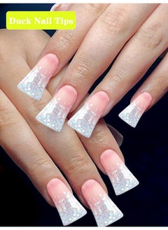 Dudjndjd 500Pcs Duck Nail Tips For Acrylic Nails, Clear Nail Tips Duck Feet Fan Flare Tips, Half Cover False Nails Short Duck Tip Nails 10 Sizes Curved French Fake Nail Extension Tips With Box  - Image 2