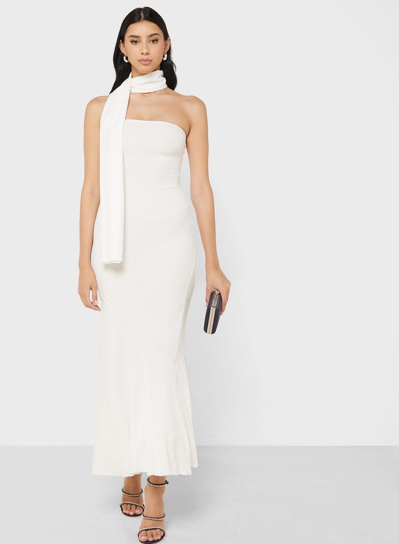 Ginger White Column Dress - Image 4