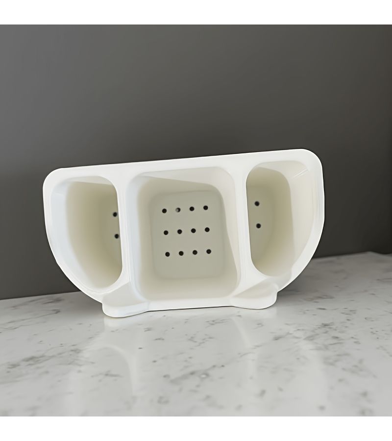 White Cat Shaped Self Draining Toiletry Holder Facial Cleanser Holder Multifunctional Toothbrush And Toothpaste Storage Rack Bathroom Accessories Home Decor - Image 5
