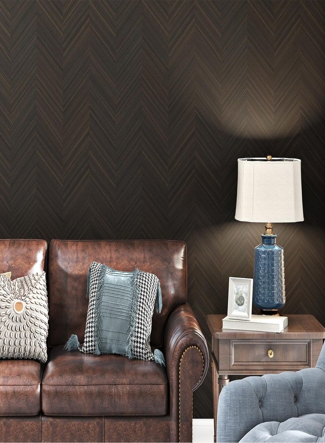 Wallercity ورق حائط Wallercity ذو النمط البني الداكن بتصميم متعرج، قابل للتقشير واللصق، لتغطية الجدران، ورق حائط ذاتي اللصق بمظهر الخشب، مناسب للحمام والمطبخ، مصنوع من الفينيل المزخرف للخزائن، مقاس 24×315 بوصة - Image 3