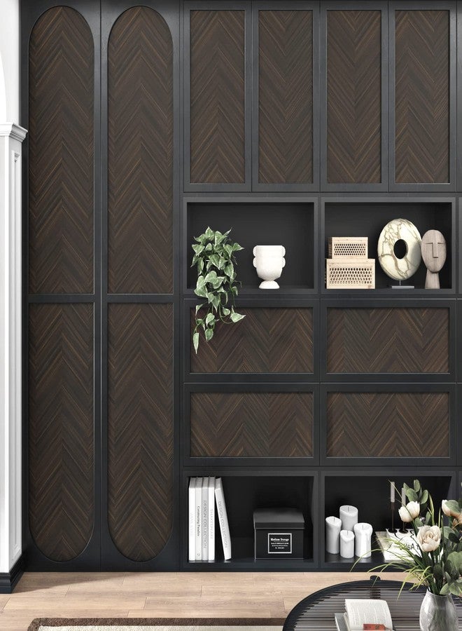 Wallercity ورق حائط Wallercity ذو النمط البني الداكن بتصميم متعرج، قابل للتقشير واللصق، لتغطية الجدران، ورق حائط ذاتي اللصق بمظهر الخشب، مناسب للحمام والمطبخ، مصنوع من الفينيل المزخرف للخزائن، مقاس 24×315 بوصة - Image 5