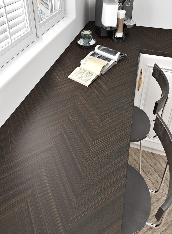 Wallercity ورق حائط Wallercity ذو النمط البني الداكن بتصميم متعرج، قابل للتقشير واللصق، لتغطية الجدران، ورق حائط ذاتي اللصق بمظهر الخشب، مناسب للحمام والمطبخ، مصنوع من الفينيل المزخرف للخزائن، مقاس 24×315 بوصة - Image 2