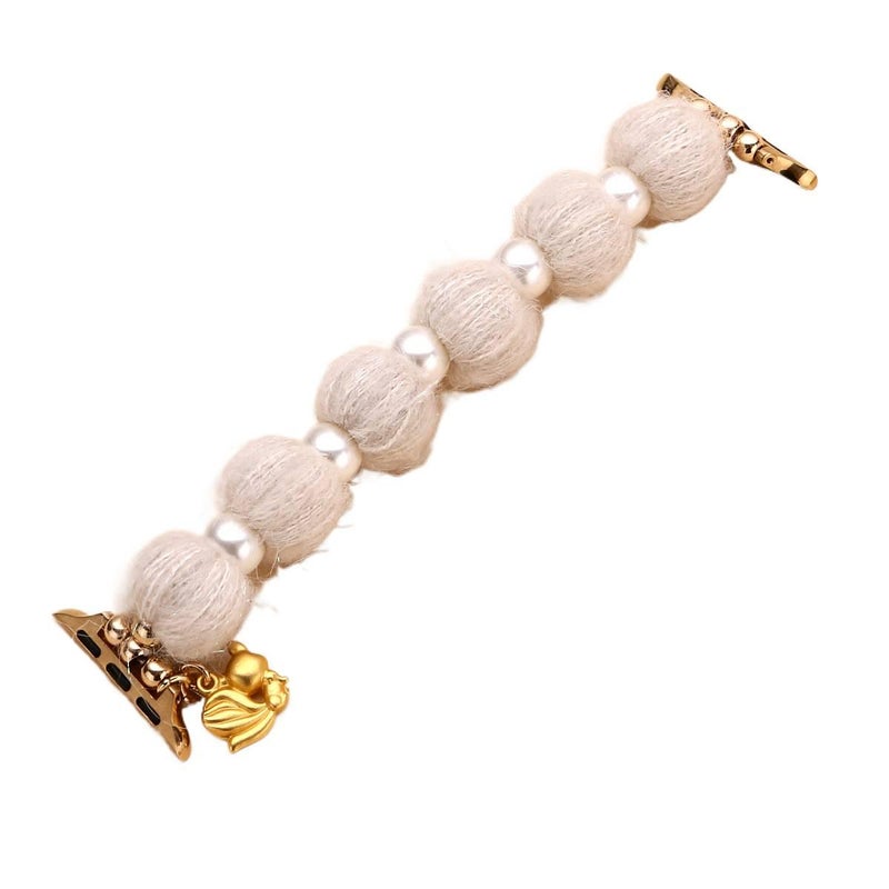 AD Beige Smartwatch Band Compatible with Apple Watch with Adjustable Fit Replacement Strap for Daily Wear - Image 3