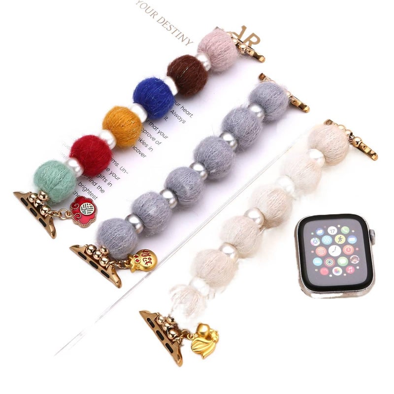 AD Beige Smartwatch Band Compatible with Apple Watch with Adjustable Fit Replacement Strap for Daily Wear - Image 2