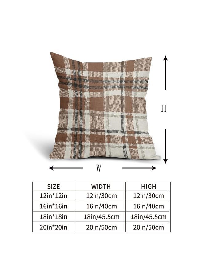 Aytipun Brown Buffalo Plaid Pillow Covers 18x18 Set of 2 Checkered Tartan Decorative Pillowcases Christmas Holiday Seasonal Outdoor Neutral Rustic Farmhouse Throw Cushion Case Decor for Couch Sofa Bed - Image 5