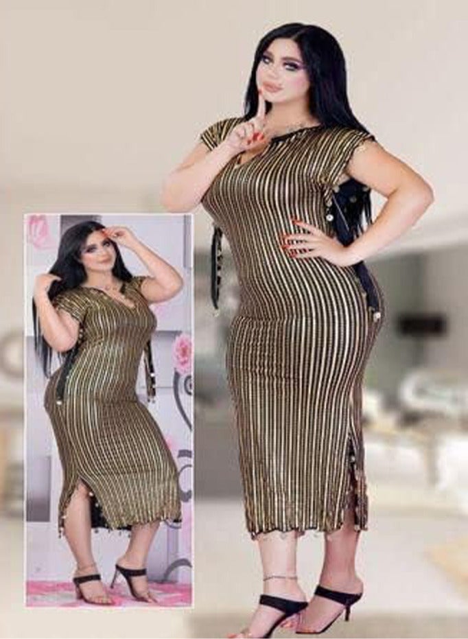 nancy dress Nancy abaya for belly dancing, black and gold - Image 3