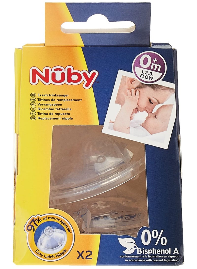 Nuby Flow Anti Colic Softflex Silicone Nipple for 0m+ Babies 2 Pieces - Image 1