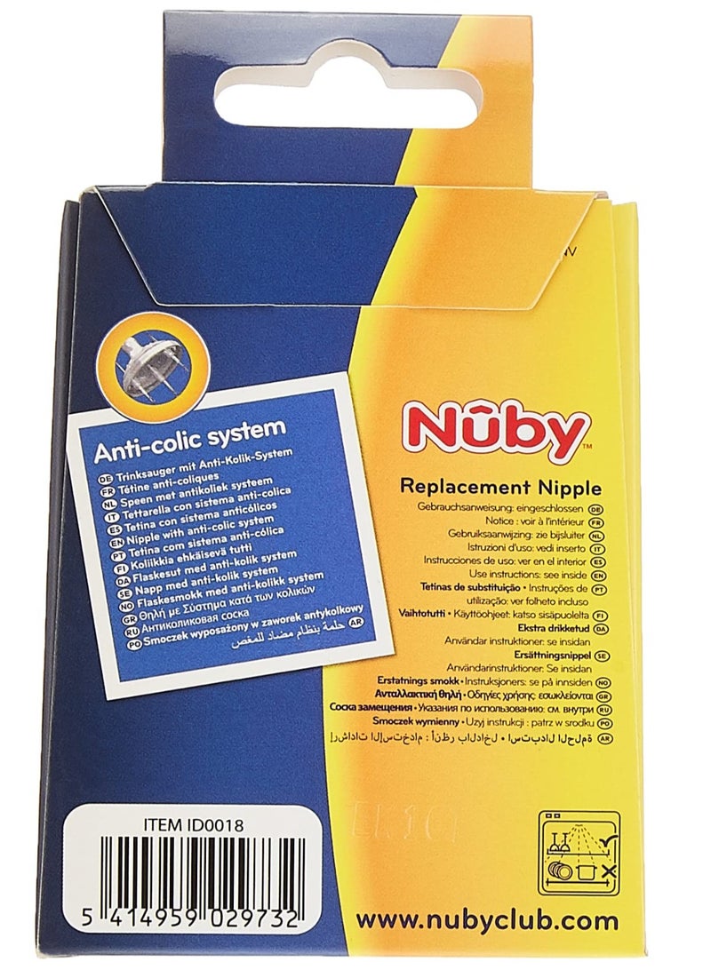 Nuby Flow Anti Colic Softflex Silicone Nipple for 0m+ Babies 2 Pieces - Image 2